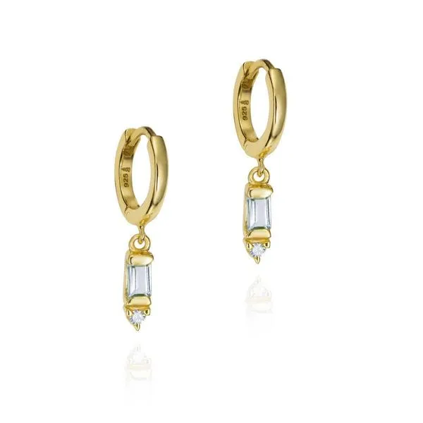 Silver and 18K Gold Vermeil Blue Topaz Earrings Hudson Valley Goldsmith New Paltz, NY