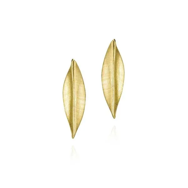 Sterling Silver and 18K Gold Vermeil Leaf Post Earrings Hudson Valley Goldsmith New Paltz, NY