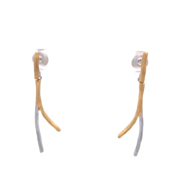 Silver and 18K Gold Branch Earrings Hudson Valley Goldsmith New Paltz, NY