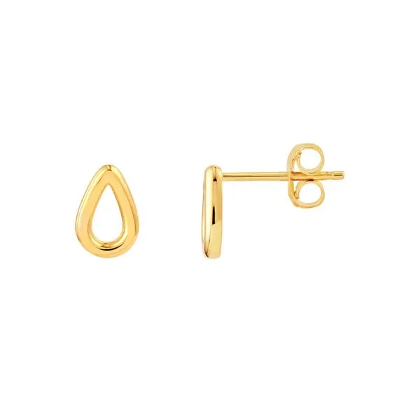 14K Yellow Gold Puffy Teardrop Stud Earrings Hudson Valley Goldsmith New Paltz, NY