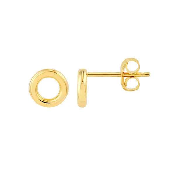 14K Yellow Gold Open Circle Stud Earrings Hudson Valley Goldsmith New Paltz, NY