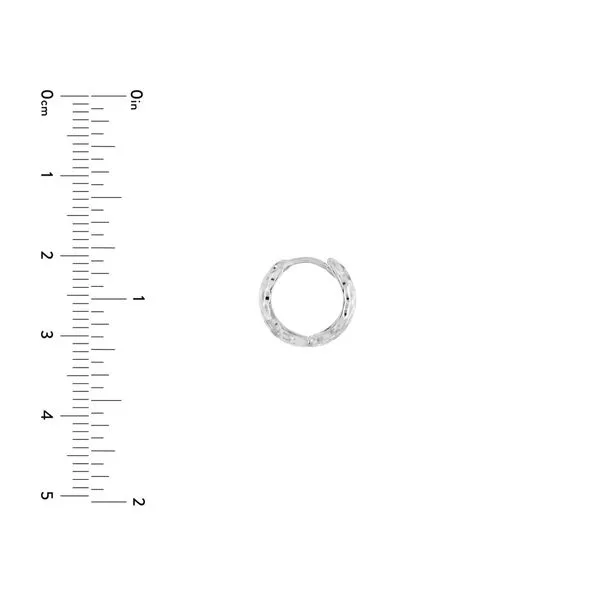 14K White Gold Diamond Cut Huggie Earrings Image 2 Hudson Valley Goldsmith New Paltz, NY