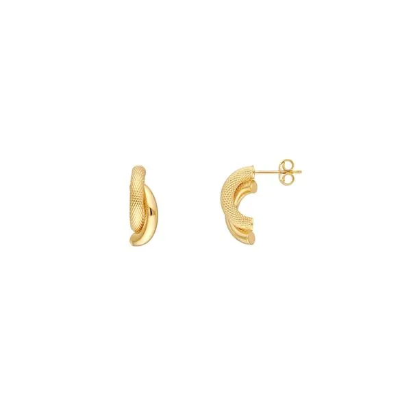 14K Yellow Gold Tube Earrings With Twisted And Diamond Cut Design Hudson Valley Goldsmith New Paltz, NY