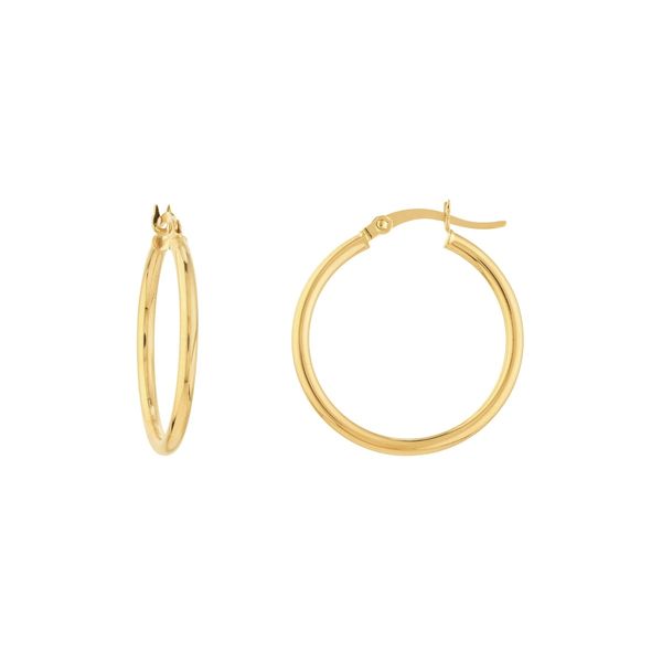14K Yellow Gold Round Hoop Earrings Hudson Valley Goldsmith New Paltz, NY