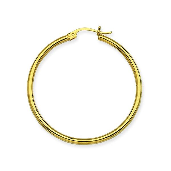 14Kt Yellow Gold Round Hoop Earrings Image 2 Hudson Valley Goldsmith New Paltz, NY