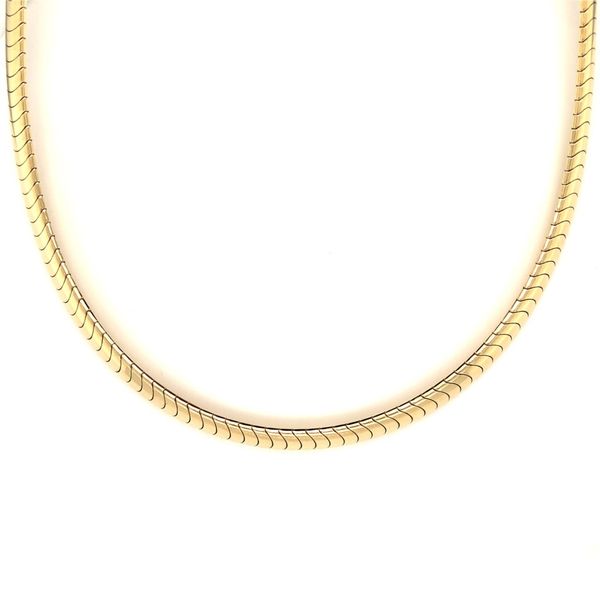 14K Yellow Gold 6 Mm Domed Omega Necklace With Box Clasp, 17 Inch, Heavyweight (22.66 Dwts). 14K Yellow Gold 6 Mm Domed Omega Ne Hudson Valley Goldsmith New Paltz, NY