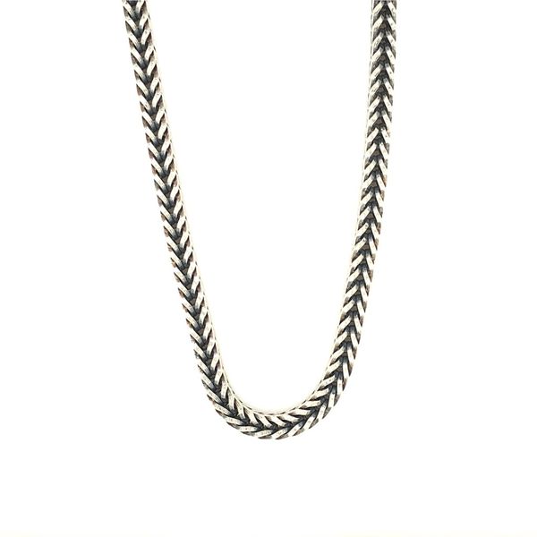 Sterling silver 3.50mm square foxtail chain that measures 24