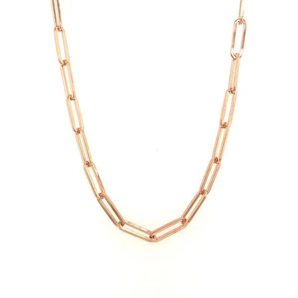 Rose Gold Vermeil (14K Rose Gold Over Sterling Silver) 3.85 mm Wide Paperclip Chain 18 Inch Rose Gold Vermeil (14K Rose Gold Ove Hudson Valley Goldsmith New Paltz, NY