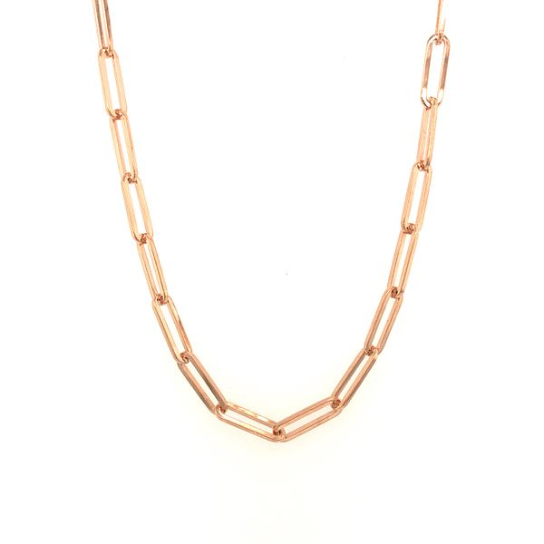 Rose Gold Vermeil (14K Rose Gold Over Sterling Silver) 3.85 mm Wide Paperclip Chain 20 Inch Rose Gold Vermeil (14K Rose Gold Ove Hudson Valley Goldsmith New Paltz, NY