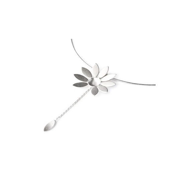 Sterling silver sunflower pendant with petal drop design and matte finish Sterling silver sunflower pendant with petal drop desi Hudson Valley Goldsmith New Paltz, NY