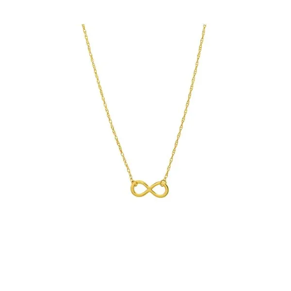 14K Yellow Gold infinity Pendant on Adj. Chain Hudson Valley Goldsmith New Paltz, NY