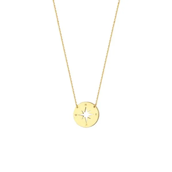 14K Yellow Gold Compas Disc Pendant Hudson Valley Goldsmith New Paltz, NY