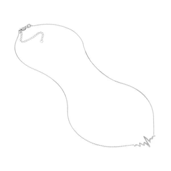 14K White Gold Heartbeat Adj Necklace Image 2 Hudson Valley Goldsmith New Paltz, NY