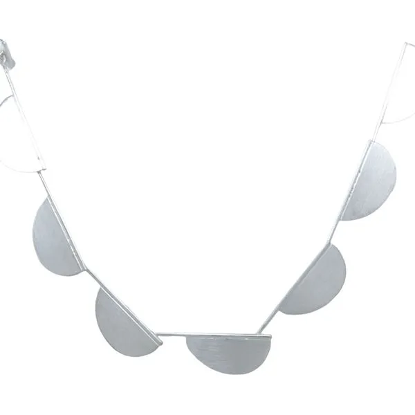 Half Moon Geo Necklace Brushed Sterling Silver Hudson Valley Goldsmith New Paltz, NY