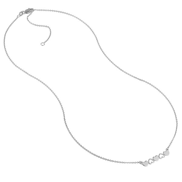 Sterling Silver Solid and Open Hearts Bar Adjustable Necklace Image 2 Hudson Valley Goldsmith New Paltz, NY