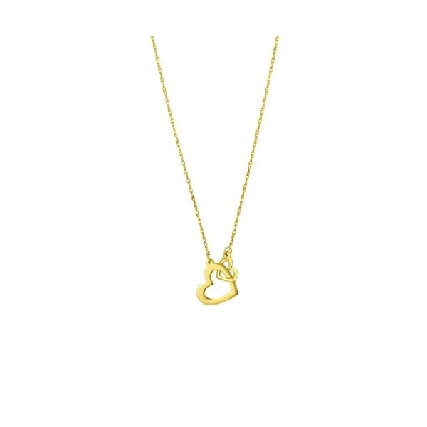 14K Yellow Gold Mini Interlocked Hearts Adj Necklace Hudson Valley Goldsmith New Paltz, NY