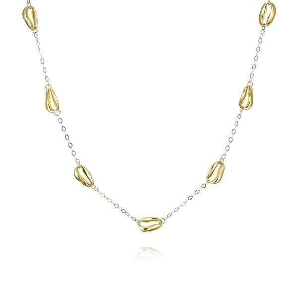 Silver and 18Kt Gold Vermeil Bean Necklace Hudson Valley Goldsmith New Paltz, NY
