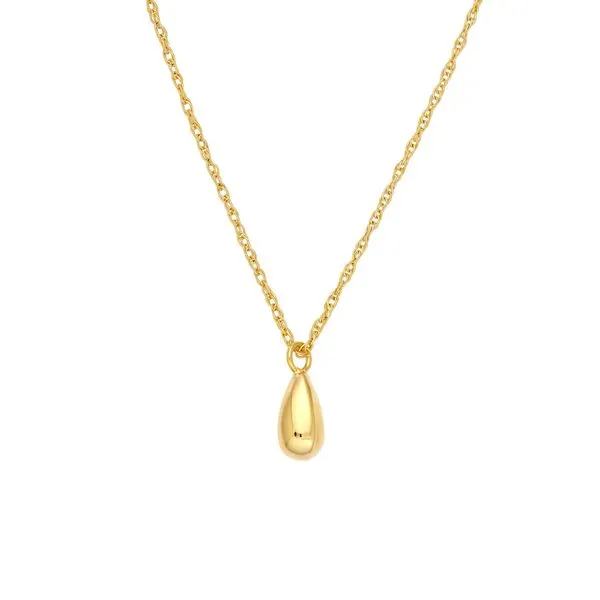 14K Yellow Gold Small Puffy Teardrop Pendant Necklace Hudson Valley Goldsmith New Paltz, NY