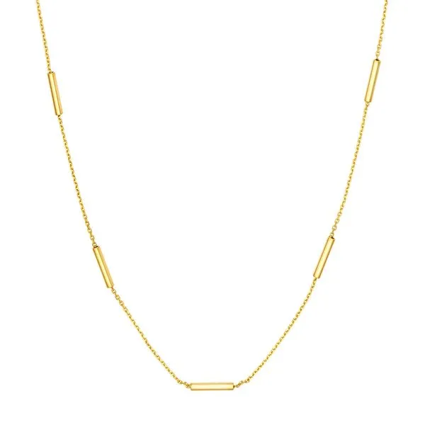 14K Yellow Gold Adjustable Dainty Bar Station Chain Hudson Valley Goldsmith New Paltz, NY