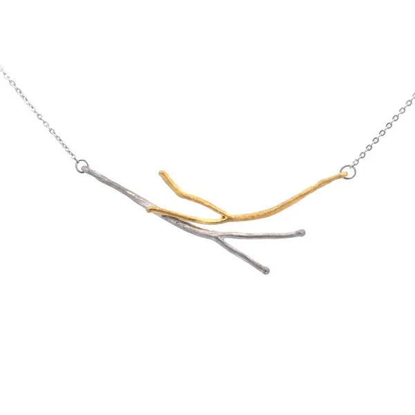 Silver and 18K Gold Branch Necklace Hudson Valley Goldsmith New Paltz, NY