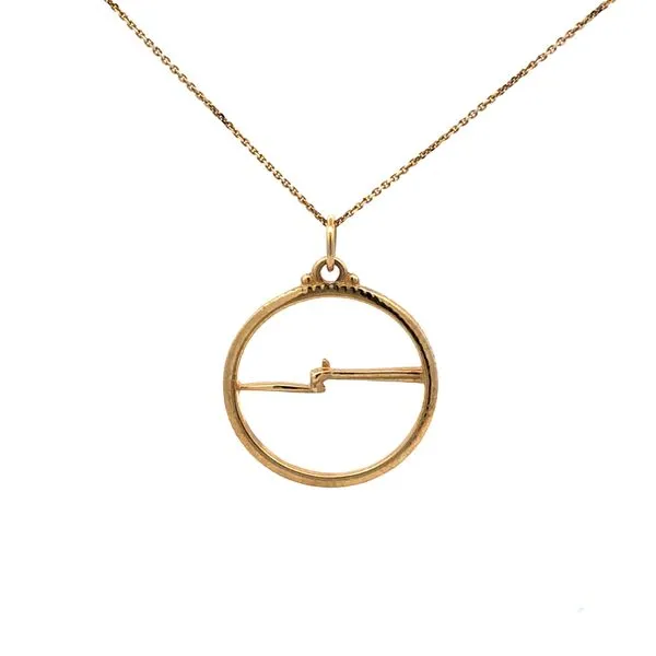 14K Yellow Gold Pendant Featuring the Outline of the Shawangunk Mountains and the Mohonk Smilie Watchtower, New Paltz Icon Hudson Valley Goldsmith New Paltz, NY