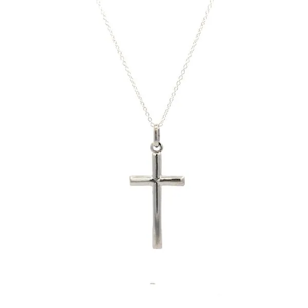 Sterling Silver Medium Lightweight Cross Charm with 18" Cable Chain Hudson Valley Goldsmith New Paltz, NY