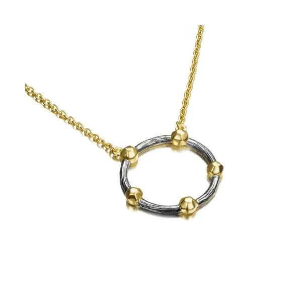 CELESTIAL Collection Necklace in Sterling Silver Organic Texture with Black Ruthenium and 18kt Gold Vermeil 16-18" Hudson Valley Goldsmith New Paltz, NY