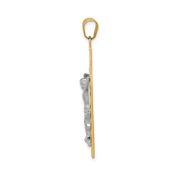 14K Two-tone Diamond-cut Crucifix Pendant Image 2 Hudson Valley Goldsmith New Paltz, NY