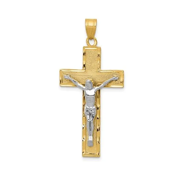14K Two-tone Diamond-cut Crucifix Pendant Hudson Valley Goldsmith New Paltz, NY