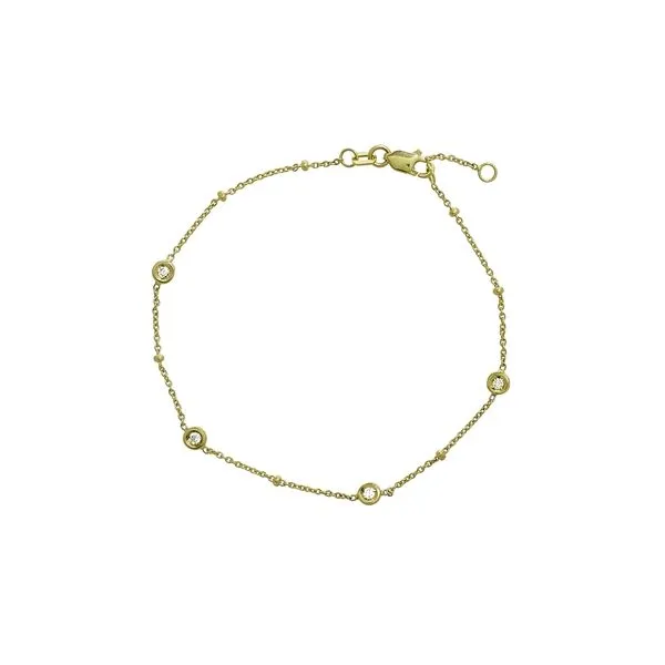 14K Yellow Gold Diamond Station Bracelet Bracelet 1/8ctw Hudson Valley Goldsmith New Paltz, NY