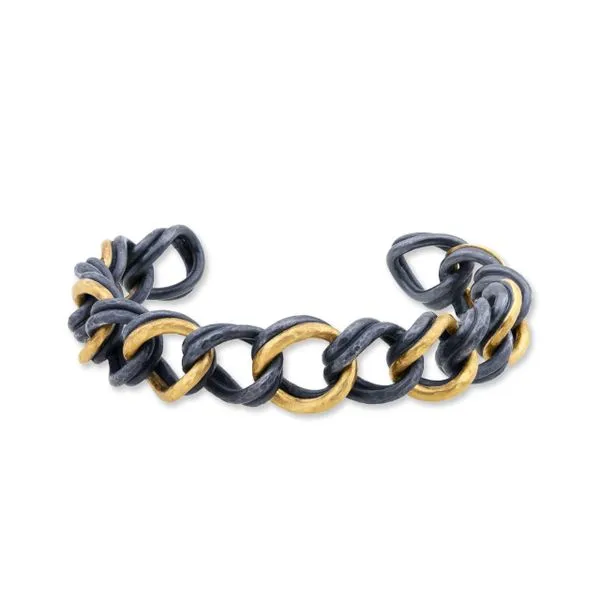 24K Gold & Oxidized Sterling Silver “Carol” Open Cuff Hudson Valley Goldsmith New Paltz, NY