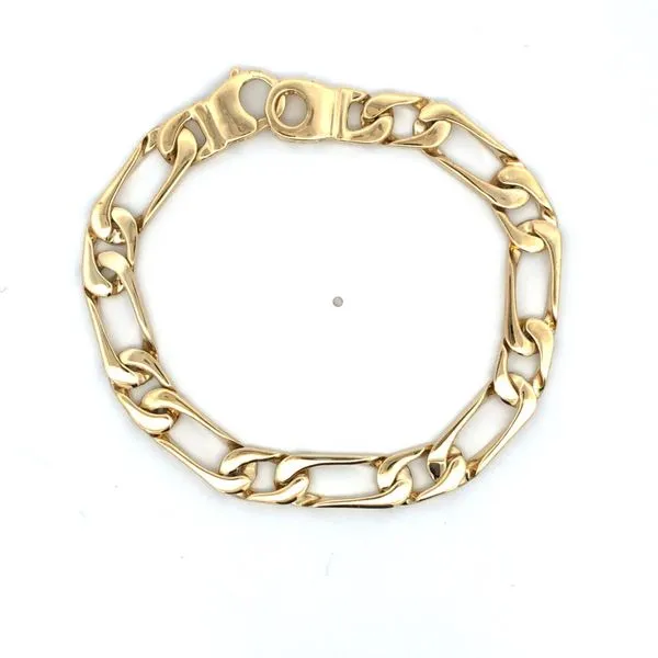 Make a statement with this 14K Yellow Gold Heavy Elongated Figaro Bracelet. The elongated Figaro design adds a unique and bold touch to this bracelet. It measures 8.5 inches in length and 8.50mm in width, making it a substantial piece. Crafted from 14K ye Image 2 Hudson Valley Goldsmith New Paltz, NY