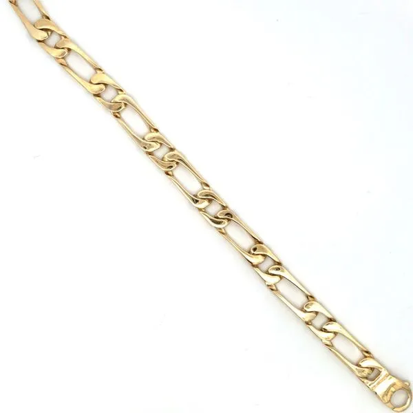 Make a statement with this 14K Yellow Gold Heavy Elongated Figaro Bracelet. The elongated Figaro design adds a unique and bold touch to this bracelet. It measures 8.5 inches in length and 8.50mm in width, making it a substantial piece. Crafted from 14K ye Hudson Valley Goldsmith New Paltz, NY