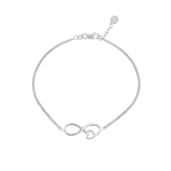 Sterling Silver Infinity Symbol Heart Adjustable Bracelet Hudson Valley Goldsmith New Paltz, NY