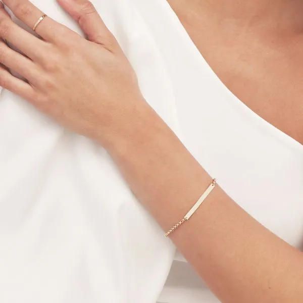 14K Yellow Gold Engravable Id Bar Rolo Chain Bracelet Image 2 Hudson Valley Goldsmith New Paltz, NY