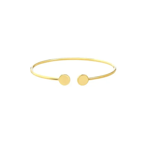 14K Yellow Gold Disc Cuff Bangle Hudson Valley Goldsmith New Paltz, NY