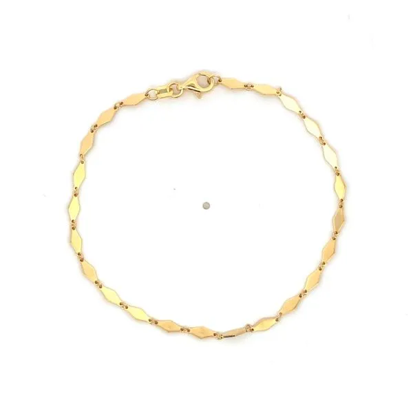 14K Yellow Gold Diamond-Shaped Flat Link Chain Image 2 Hudson Valley Goldsmith New Paltz, NY