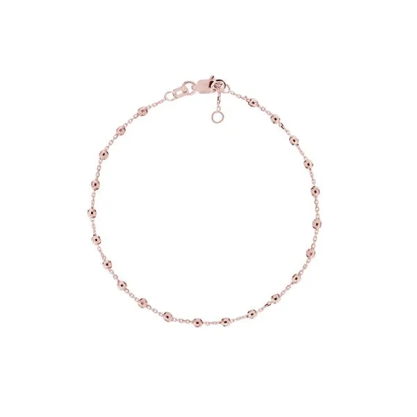14K Rose Gold Adjustable Diamond Cut Beaded Bracelet Hudson Valley Goldsmith New Paltz, NY