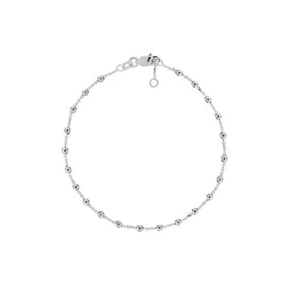14K White Gold Adjustable Diamond Cut Beaded Bracelet Hudson Valley Goldsmith New Paltz, NY