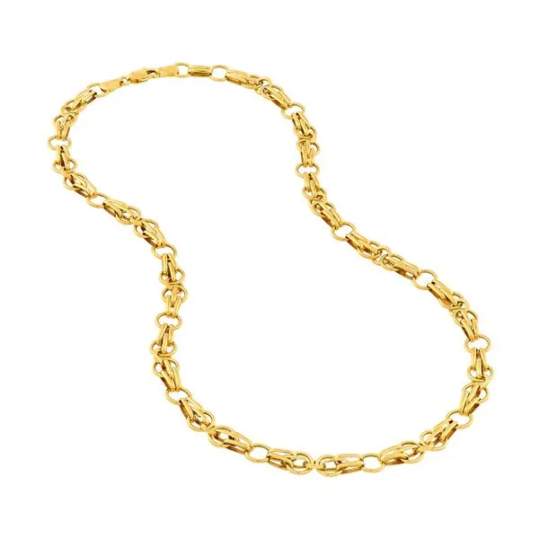 14K Yellow Gold Fantasy Link Chain Bracelet Hudson Valley Goldsmith New Paltz, NY