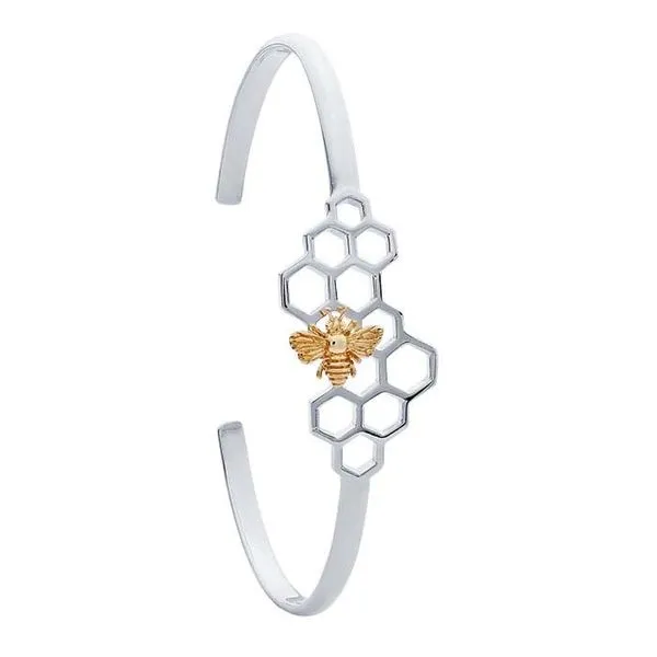 Sterling Silver Honeycomb with Bronze Bee Cuff Bracelet Hudson Valley Goldsmith New Paltz, NY
