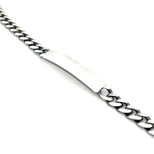 Sterling Silver Beveled Curb Chain ID Bracelet Image 2 Hudson Valley Goldsmith New Paltz, NY