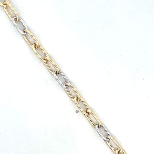14K Yellow & White Gold Two-Tone Oval Link Bracelet Image 2 Hudson Valley Goldsmith New Paltz, NY