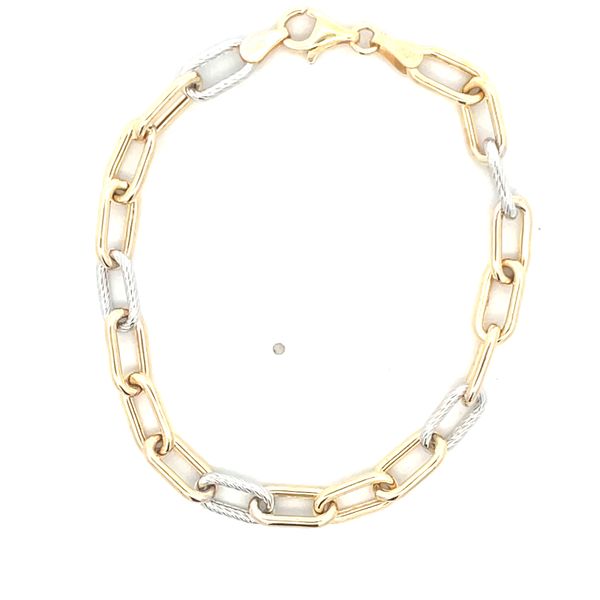 14K Yellow & White Gold Two-Tone Oval Link Bracelet Hudson Valley Goldsmith New Paltz, NY