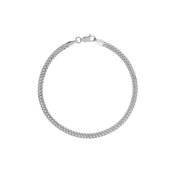 14K White Gold Two-Row Woven Flat Bracelet Hudson Valley Goldsmith New Paltz, NY