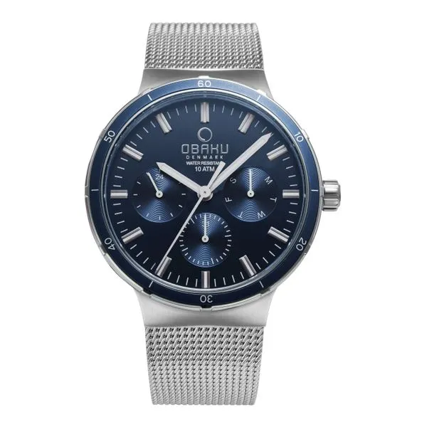 White Metal Blue Face Mens Multipfunction Watch Hudson Valley Goldsmith New Paltz, NY