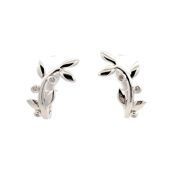 Sterling Silver Hoop Earrings with Vine Design Image 3 Hudson Valley Goldsmith New Paltz, NY
