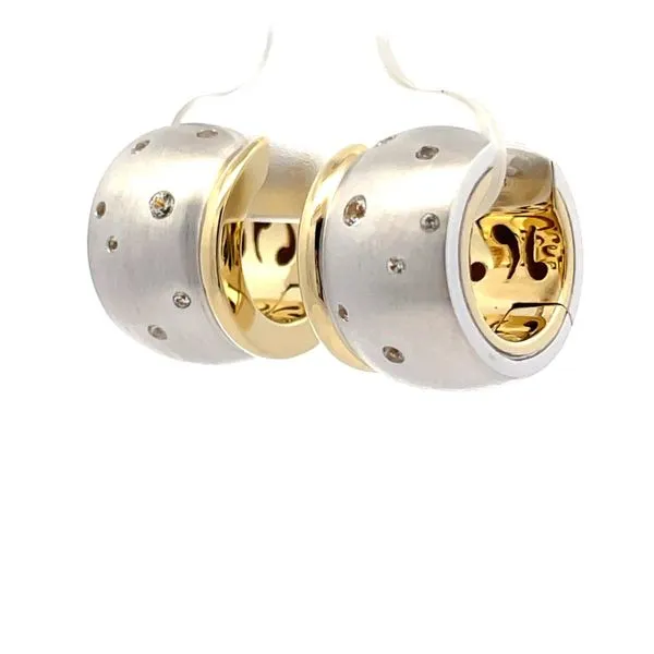 Brushed Silver Huggie Earrings with Sapphire Image 3 Hudson Valley Goldsmith New Paltz, NY