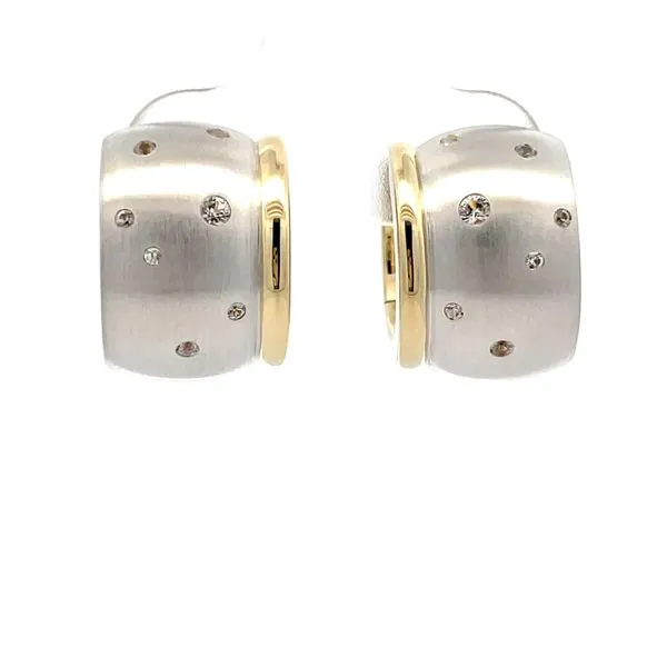 Brushed Silver Huggie Earrings with Sapphire Hudson Valley Goldsmith New Paltz, NY