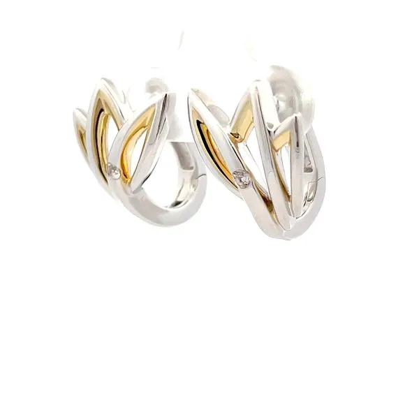 Silver & Vermeil Earrings with Sapphire Accents Image 2 Hudson Valley Goldsmith New Paltz, NY
